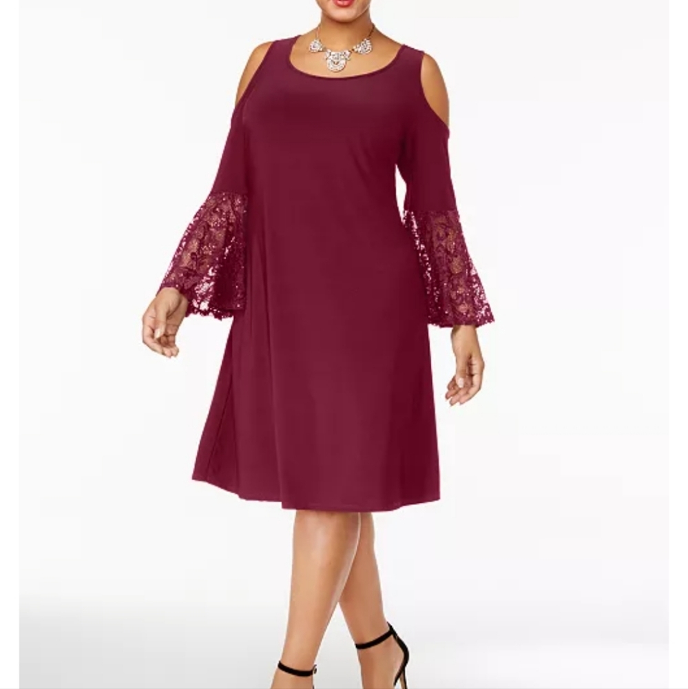 Macy's R & M Richards Plus Size Cold-Shoulder Dress 18w